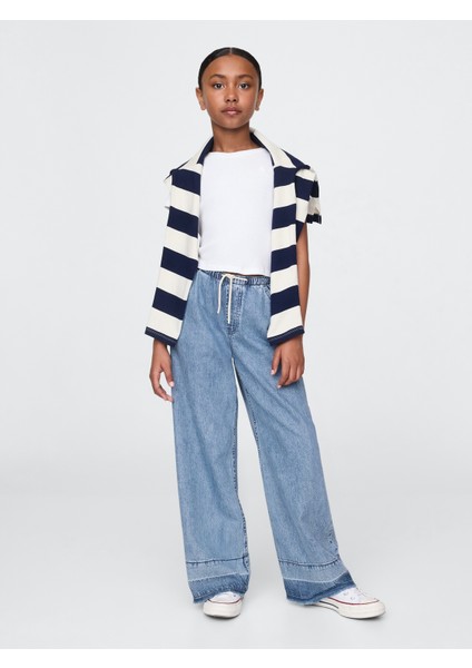 Kız Çocuk Denim Mavi Kids Ultrasoft Kolay Baggy Jean Pantolon