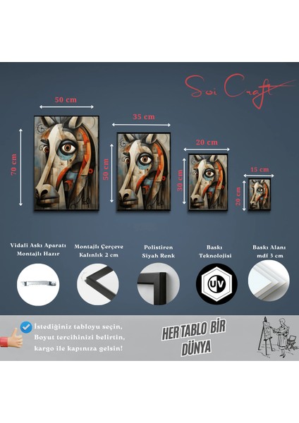 Çerçeveli Tablo Soyut At Başı Sanat Eseri fırsatları