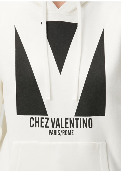 Chez Valentino Beyaz Kapüşonlu Sweatshirt indirimleri
