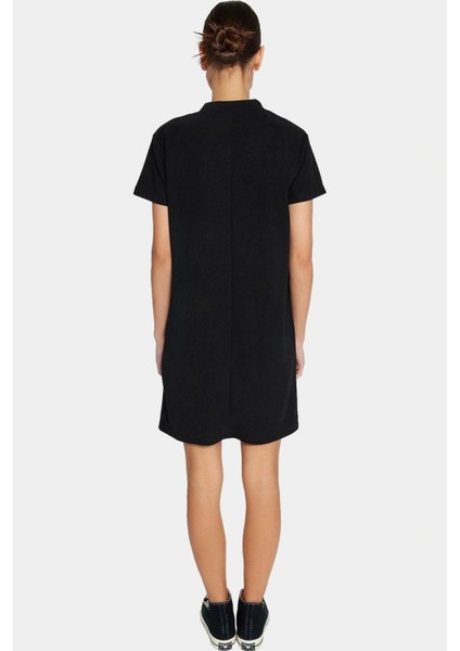 Şık Cep Detaylı Kadın Shift Mini Elbise Örme Krep Kumaş Rahat Günlük Modern Stil Kullanım modelleri