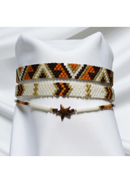Etnik Desenli El Yapımı 3’lü Miyuki Boncuk Bileklik Seti |ETSVK02