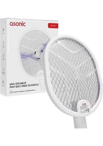 AS-A26 1200MAH 3000V Çıkış Uv Işıklı Şarjli Katlanabilir Askılı Raket Sinek Öldürücü modelleri