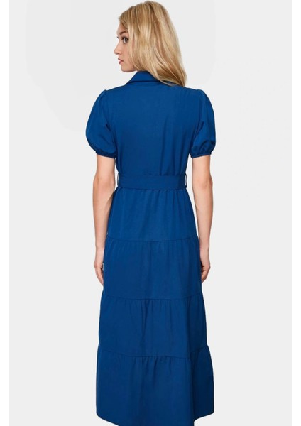 Rahat ve Şık Terrycotton Maxi Elbise Skater Kalıp Gömlek Yaka Günlük Kullanım Için Modern Stil fiyatları