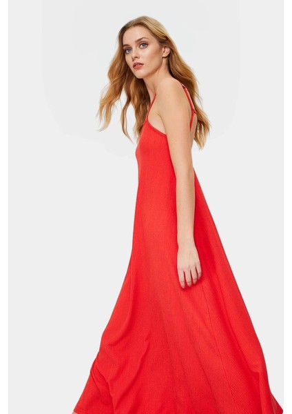 Yazlık Örme Maxi Elbise A Line Çok Çiçek Baskı Rahat ve Şık Modern Stil