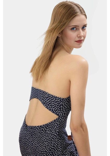 Yazlık Kolsuz Çiçek Desenli A Line Midi Elbise Shally Dokuma Viskoz Uzun Ömürlü