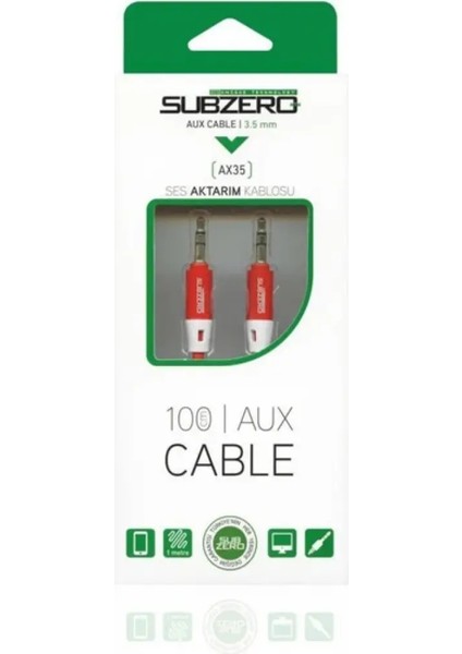 Subzero Aux Kablo 1 Metre Renkli Ses Aktarım Kablosu 3.5 Jack Giriş AX35 fiyatları