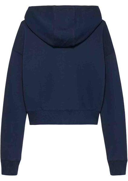 Kadın Bxy Crop Fermuarlı Kapüşonlu Sweatshirt - Lacivert modelleri