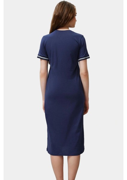 Yazlık Midi Elbise Örme Kumaş Bisiklet Yaka Relaxed Kalıp Yırtmaç Detayı Uzun Ömürlü modelleri