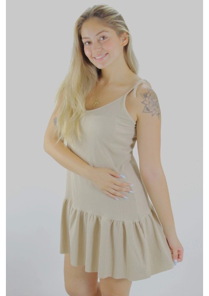 Krinkıl Ip Askılı Elbise Vizon - 1456.65 fiyatları