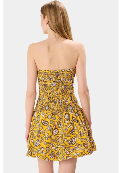 Pamuklu Mini Elbise Skater Kalıp Straplez Ekose Desenli Rahat Yazlık Günlük Kullanım Için fiyatları