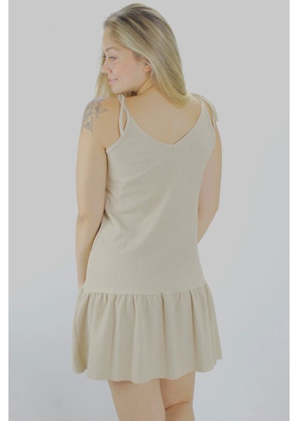 Krinkıl Ip Askılı Elbise Vizon - 1456.65 fırsatları