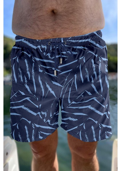 Büyük Beden Su Itici Özellikli Dijital Baskılı Erkek Plaj Deniz Şort Mayo - 273-LACIVERT fiyatları