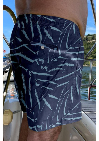 Büyük Beden Su Itici Özellikli Dijital Baskılı Erkek Plaj Deniz Şort Mayo - 273-LACIVERT modelleri