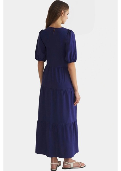 Pamuklu Maxi Elbise Kısa Balon Kol Nakış Detaylı Rahat Kalıp Kullanım Uzun Ömürlü fiyatları