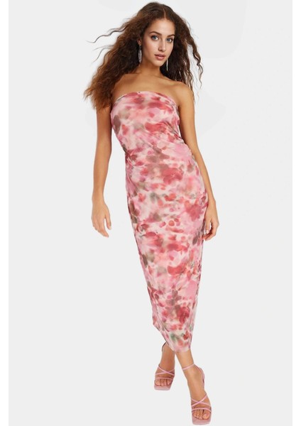 Çiçek Desenli Kolsuz Maxi Elbise Esnek Örme Kumaş Casual Stil Kaliteli Işçilik