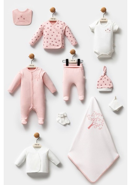 Desenli 10'lu Hastane Çıkışı Zıbın Seti (Yenidoğan)