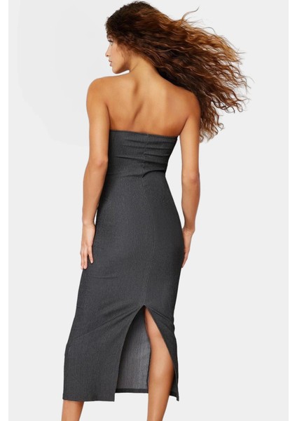 Yazlık Midi Elbise Kolsuz Bodycon Polyester Örme Kumaş Uzun Ömürlü Şık Görünüm modelleri