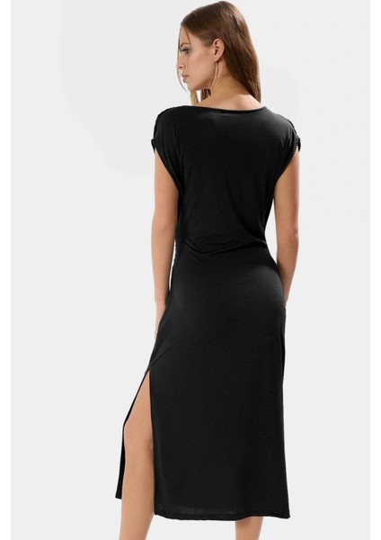 Yazlık Midi Elbise Nefes Alan Örme Kumaş Bodycon Kalıp Kruvaze Rahat ve Şık Görünüm fiyatları