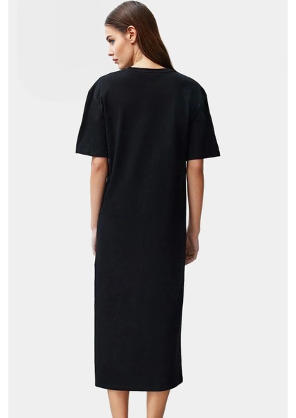 Yazlık %pamuk Midi Elbise Eskitme Efektli ve Yırtmaçlı Konforlu Kesim Modern Stil modelleri