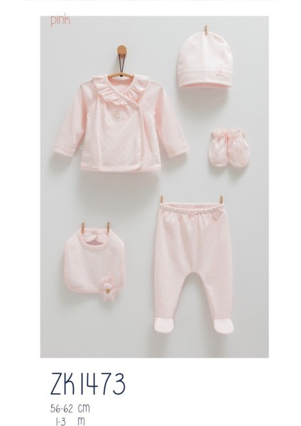 Çiçek Desenli 5'li Hastane Çıkışı Zıbın Seti (Yenidoğan) 2025