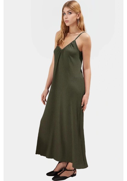 Pamuklu A Line Maxi Elbise V Yaka Örme Kumaş Rahat Kalıp Özenle Seçilmiş Modern Stil Özel Tasarım fiyatları