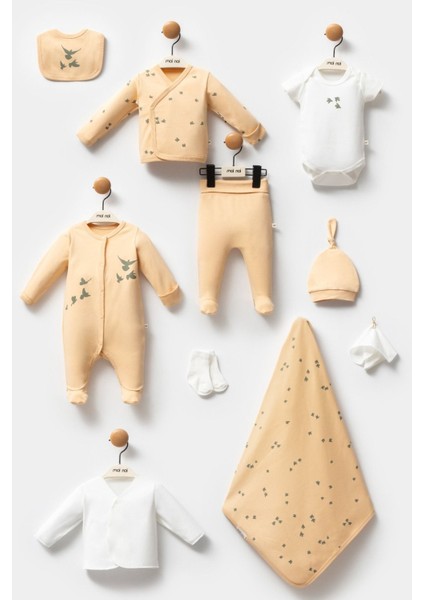 Desenli 10'lu Hastane Çıkışı Zıbın Seti (Yenidoğan)