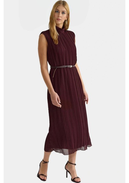 Yazlık Şifon Elbise Kemerli Piliseli Midi Boy Düz Kesim Şık Görünüm Yüksek Kalite Uzun Ömürlü modelleri