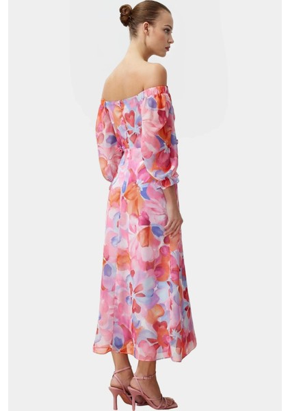 Polyester Şifon Maxi Elbise A Line Truvakar Kol Çiçekli Kaliteli Işçilik Seçkin Malzeme modelleri