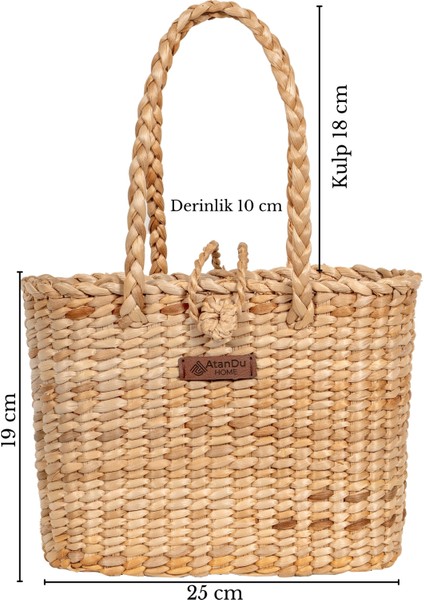 El Yapımı Doğal Hasır El Çantası – 25X19 cm | Şık, Tarz ve Çok Amaçlı Kullanım