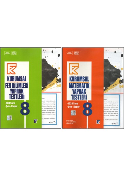 Kurmay 8. Sınıf Kurumsal Fen Bilimleri Yaprak Test+Kurumsal Matematik Yaprak Test (2 Kitap)