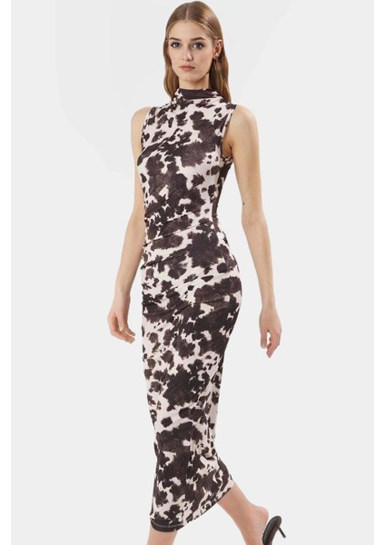 Şık Bodycon Maxi Elbise Polyester Elastan Karışımı Rahat Günlük Profesyonel Görünüm Konforlu Kesim