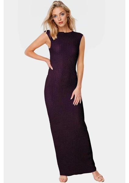 Midi Boy Elbise Örme Kumaş Bodycon Kalıp Kayık Yaka Yaz Için Mükemmel Premium Kalite