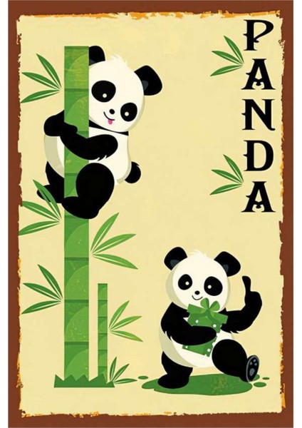 Panda Ahşap Mdf Poster, Modern Duvar Dekoru, Sanatsal Poster, Ev Ofis, Cafe Duvar Süs