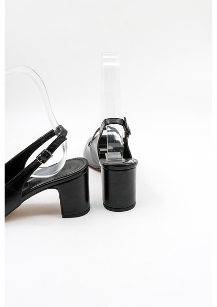 Arkası Açık Kemerli Rahat Kadın Ayakkabı PM207 Siyah Cilt modelleri