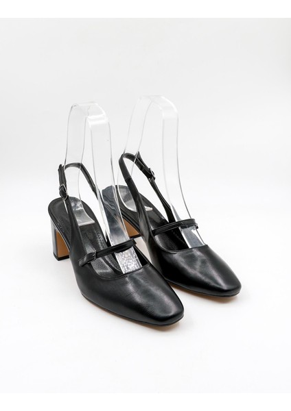 Arkası Açık Kemerli Rahat Kadın Ayakkabı PM207 Siyah Cilt fırsatları