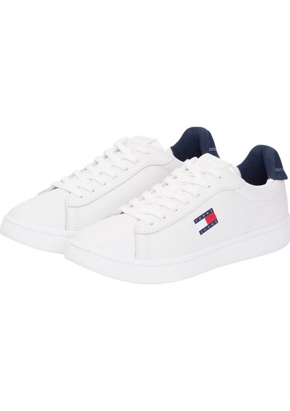 Erkek Tommy Jeans Archıve '98 Leather Sneakers - Beyaz