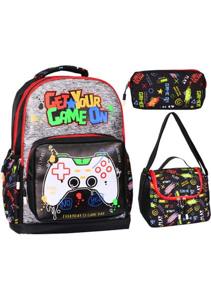 Suya Dayanıklı Erkek Çocuk Ortopedik Gamer Desen İlkokul Sırt Çantası Beslenme, Kalemlik Lüks Okul Çantası