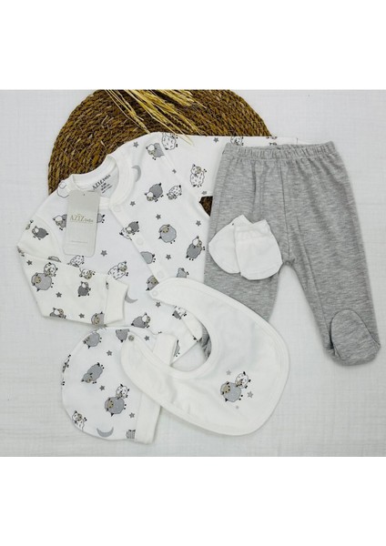 Desenli 5 Parça Kutulu (Yenidoğan) Hastane Çıkışı Zıbın Seti fırsatları