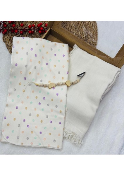 Müslin Battaniye ve Pamuk Battaniye + Emzik Askısı Hediyeli (Kutulu)