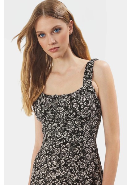 Şık Çiçekli Maxi Elbise %viskoz A Line Kolsuz Yazlık Zarifane Tasarım Uzun Ömürlü