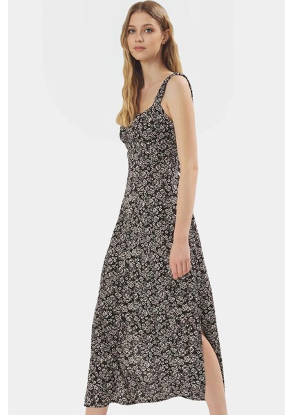 Şık Çiçekli Maxi Elbise %viskoz A Line Kolsuz Yazlık Zarifane Tasarım Uzun Ömürlü fiyatları