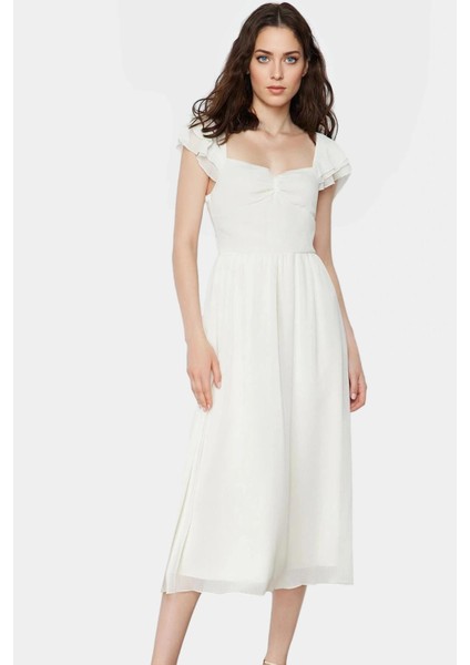 Midi Boy Elbise Şifon Dokuma Kumaş Astarlı Skater Kalıp Zarifane Tasarım Premium Kalite fiyatları