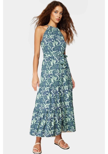 Örme Polyester Maxi Elbise Kolsuz A Line Halter Yaka Şık Görünüm Zarifane Tasarım Yüksek Kalite fiyatları