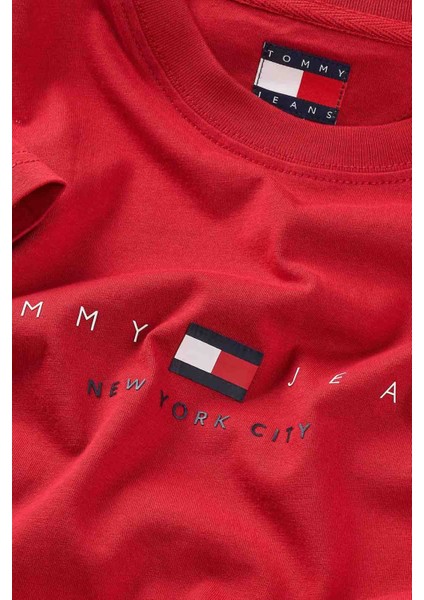 Erkek Tjm Reg Flag Linear Ss Tee Ext T-Shirts - Kırmızı fiyatları