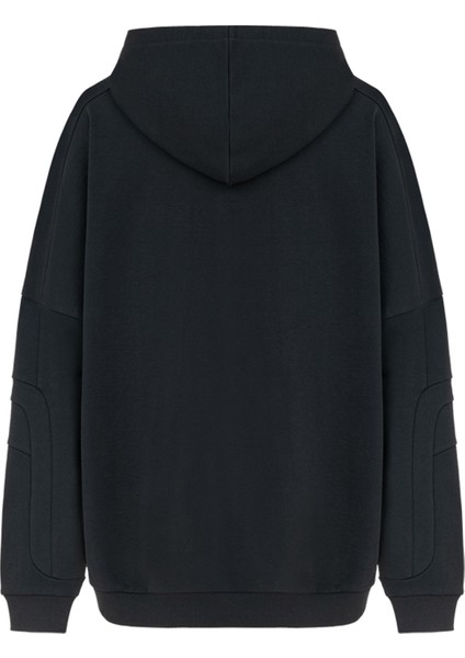 Tiny x Pcfg I Siyah Dikiş Detaylı Kapüşonlu Oversize Unisex Sweatshirt