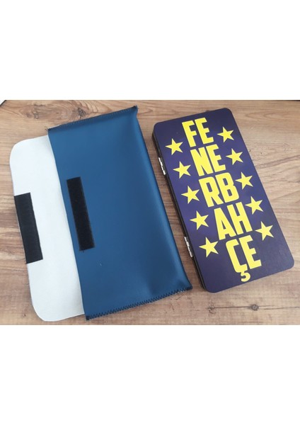 Mini Tavla Seyahat Tavla Cep Tavla 24X24 Özel Deri Kılıflı-Fenerbahçe