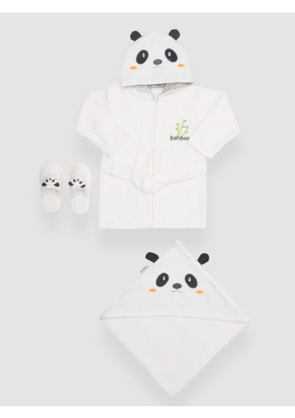 Panda Desenli Bambu 0- 24 Ay Bebek Bornoz Seti indirimleri