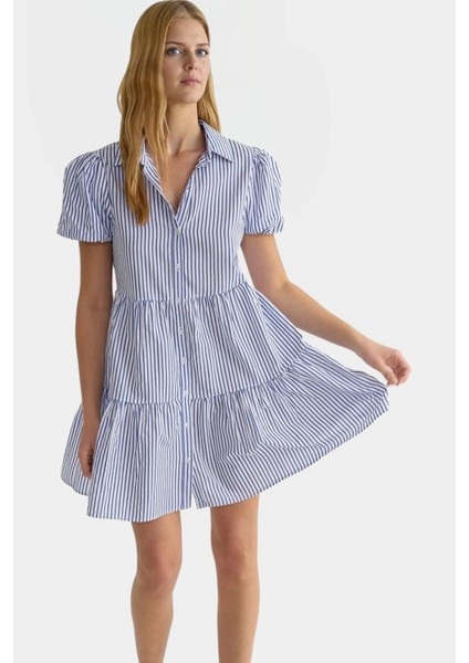 Mini Boy Gömlek Elbise %55 Pamuk Poplin Kumaş Çizgili Yazlık Seçkin Malzeme fiyatları