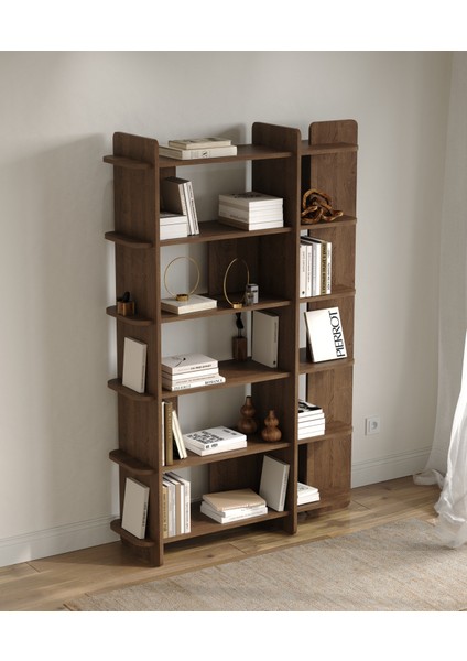 Otranto Kitaplık | 120 cm - 6 Raflı Ceviz Renkli