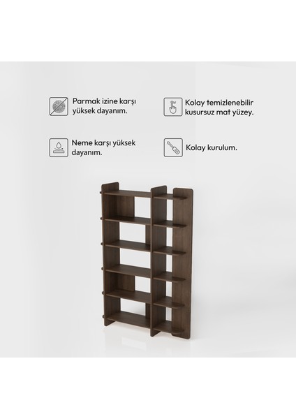 Otranto Kitaplık | 120 cm - 6 Raflı Ceviz Renkli